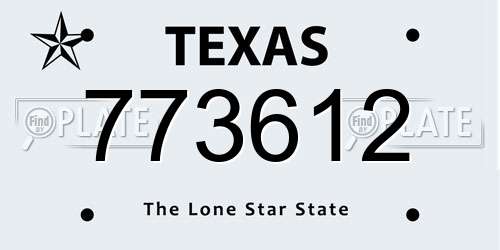 773612 Texas License Plate