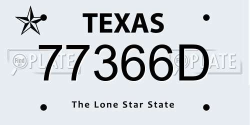 77366D Texas License Plate