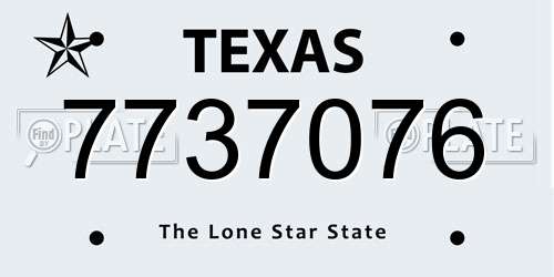 7737076 Texas License Plate