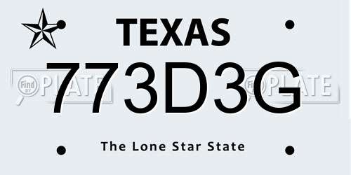773D3G Texas License Plate
