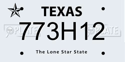 773H12 Texas License Plate