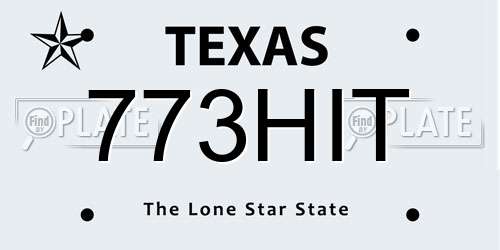 773HIT Texas License Plate
