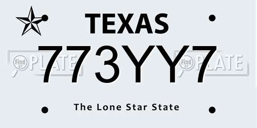 773YY7 Texas License Plate