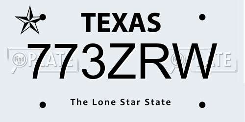 773ZRW Texas License Plate