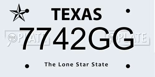 7742GG Texas License Plate