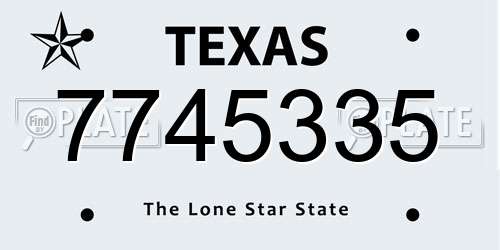 7745335 Texas License Plate