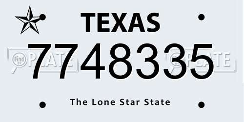 7748335 Texas License Plate