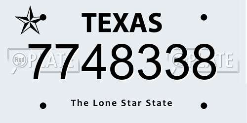 7748338 Texas License Plate