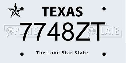 7748ZT Texas License Plate