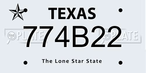 774B22 Texas License Plate