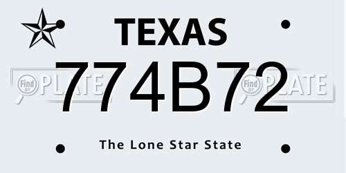 774B72 Texas License Plate