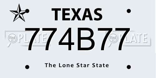 774B77 Texas License Plate