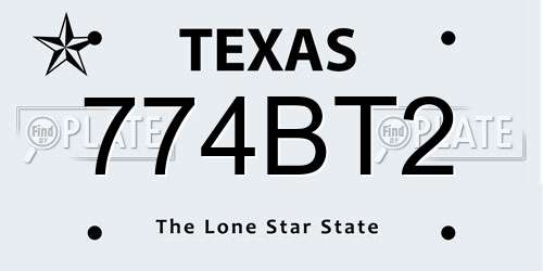 774BT2 Texas License Plate