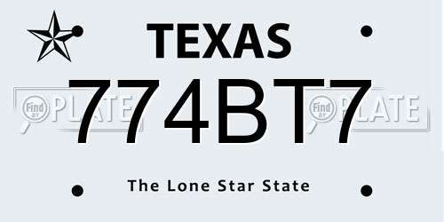 774BT7 Texas License Plate
