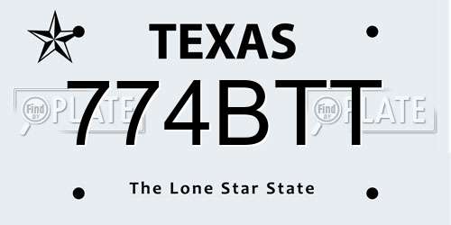 774BTT Texas License Plate