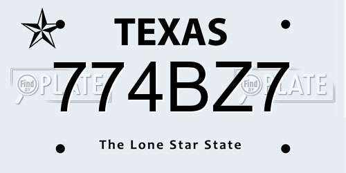 774BZ7 Texas License Plate
