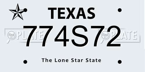 774S72 Texas License Plate