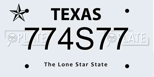 774S77 Texas License Plate