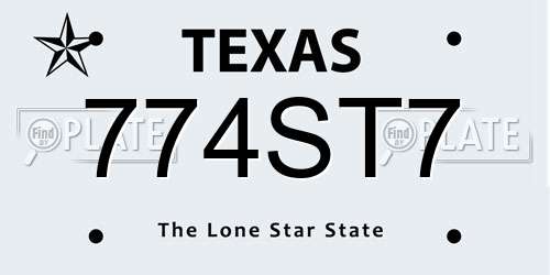 774ST7 Texas License Plate