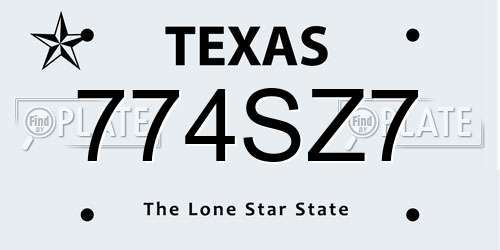 774SZ7 Texas License Plate
