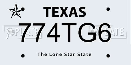 774TG6 Texas License Plate