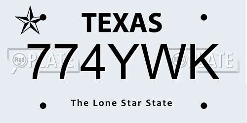 774YWK Texas License Plate