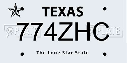 774ZHC Texas License Plate