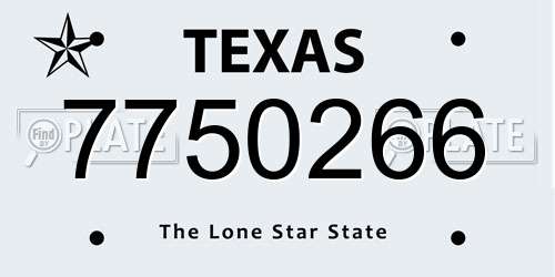 7750266 Texas License Plate