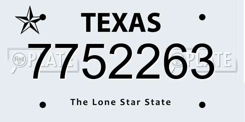 7752263 Texas License Plate