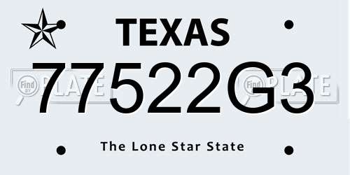 77522G3 Texas License Plate