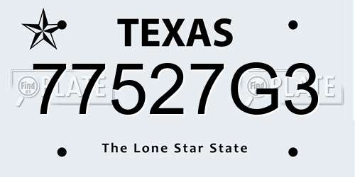 77527G3 Texas License Plate