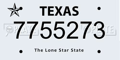 7755273 Texas License Plate