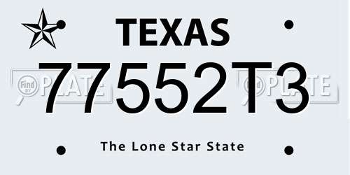 77552T3 Texas License Plate