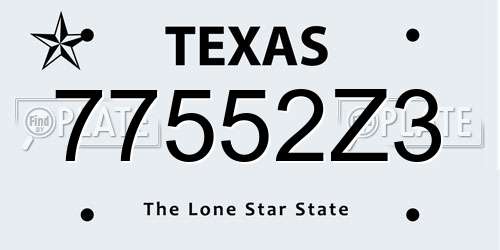 77552Z3 Texas License Plate