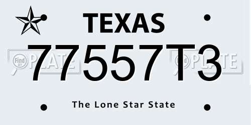 77557T3 Texas License Plate