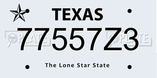 77557Z3 Texas License Plate