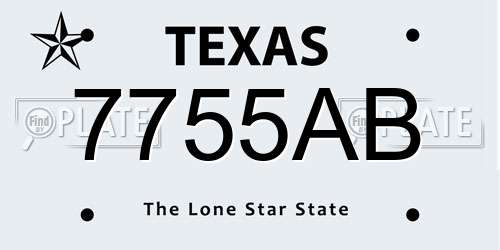 7755AB Texas License Plate