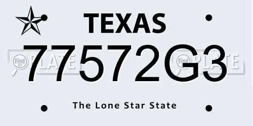 77572G3 Texas License Plate