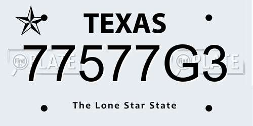 77577G3 Texas License Plate