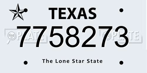 7758273 Texas License Plate