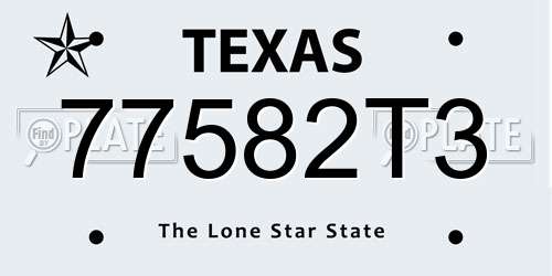 77582T3 Texas License Plate