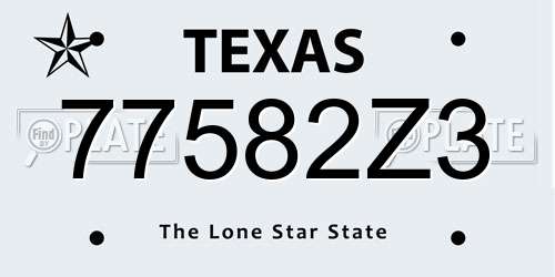 77582Z3 Texas License Plate