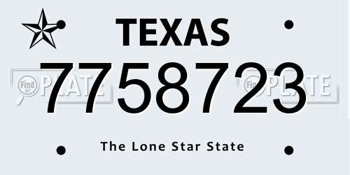 7758723 Texas License Plate