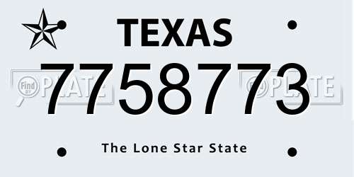7758773 Texas License Plate
