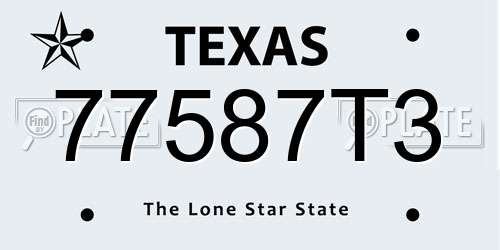 77587T3 Texas License Plate