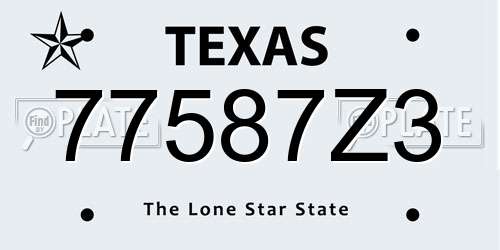 77587Z3 Texas License Plate