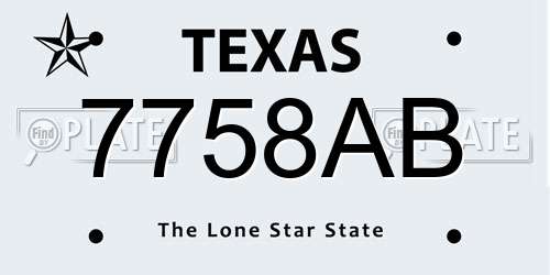 7758AB Texas License Plate