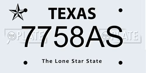 7758AS Texas License Plate