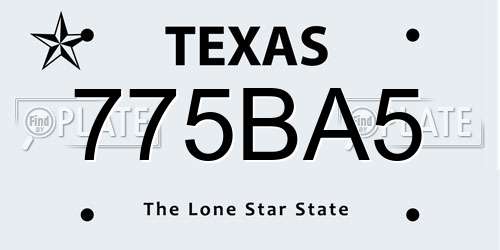 775BA5 Texas License Plate