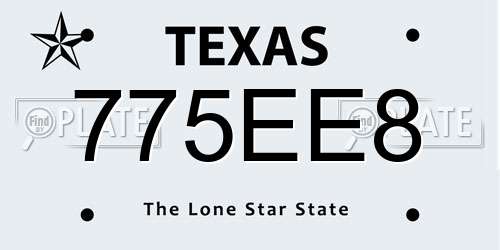 775EE8 Texas License Plate